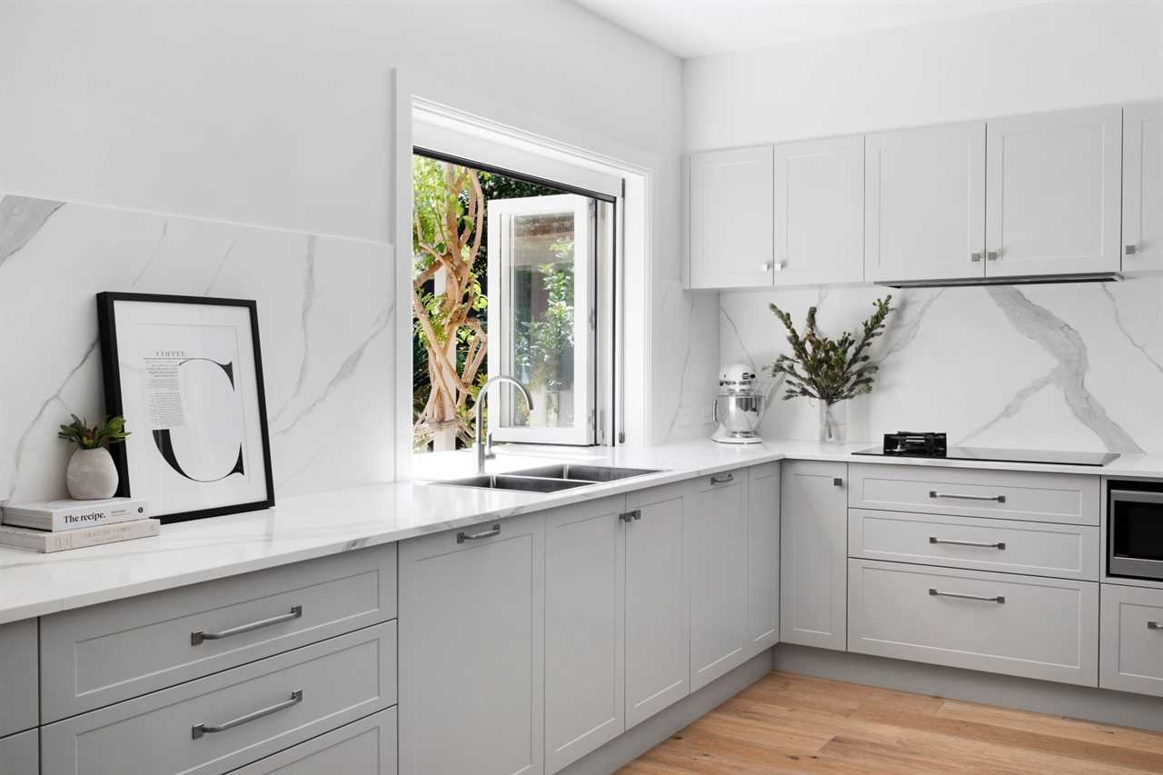 white and grey kitchen