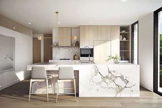 DREAM KITCHEN 😍| face frame cabinetry, hand hewn shelves, waterfall island